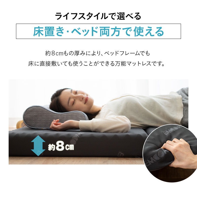 マットレス 三つ折り 丸巻き セミシングルサイズ シングルサイズ 高反発ウレタン かため 敷き布団 床対応 ベッド対応 コンパクト 省スペース