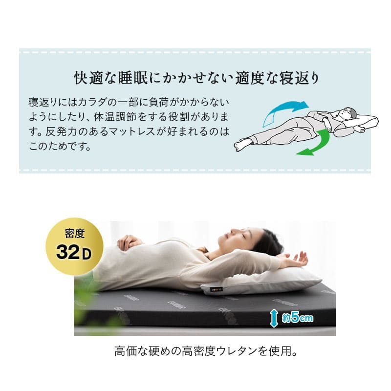 オーバーレイマットレス マットレス 収納ケース付き 消臭機能付き トッパー オーバーレイ 高反発 ウレタン かため 薄型 一枚物 2段ベッド 来客用