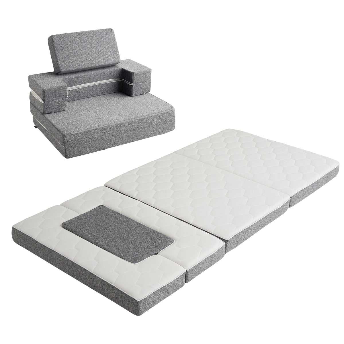 ソファにもなる トランスフォームマットレス シングル 4WAY 1台4役 変形自在 厚さ11cm 三つ折り 折りたたみ マットレス カウチ まくら付き