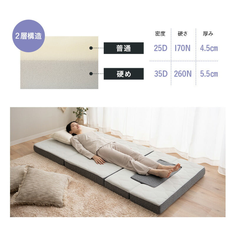 ソファにもなる トランスフォームマットレス シングル 4WAY 1台4役 変形自在 厚さ11cm 三つ折り 折りたたみ マットレス カウチ まくら付き