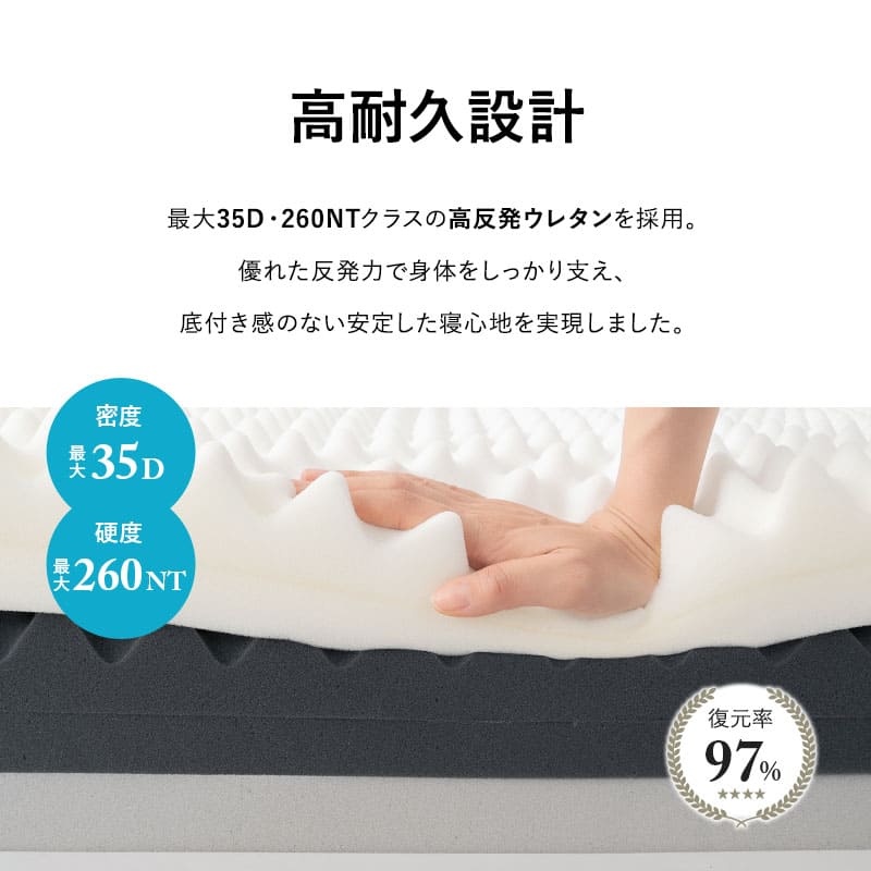 アルティメットマットレス シングルサイズ ダブルサイズ 三つ折りマットレス 極厚 20cm 高反発 高弾性 ウレタン 5層構造 折りたたみ