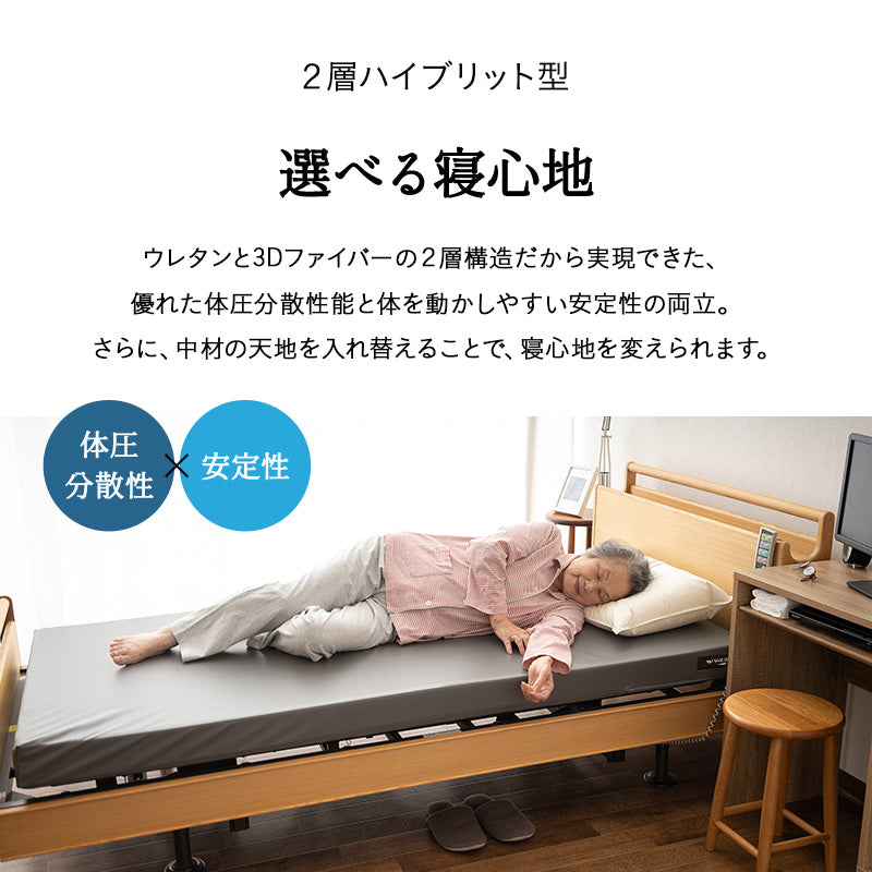 ウェルドクターマットレス 介護用 防水マットレス 幅83cm 幅91cm 電動ベッド対応 完全防水 2層構造 厚さ10cm 人工皮革 完成品 姿勢保持 床ずれ予防 褥瘡予防 寝返りサポート 感染対策 セミシングルサイズ シングルサイズ Well Doctor