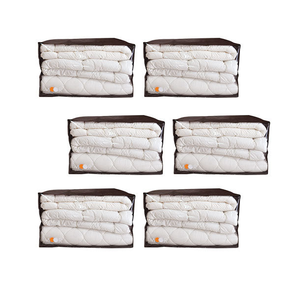 エムールオリジナル 布団セット収納ケース 6点セット (掛け布団・敷き布団・枕1~2個対応) ダブルファスナー付き 中身が見える透明ビニール窓仕様