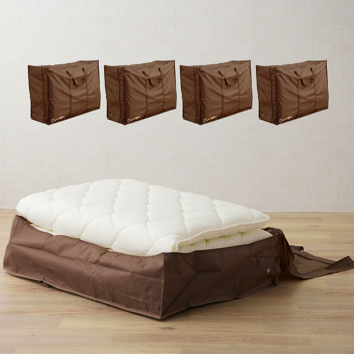 敷き布団用収納ケース ハイスタンダード 4点セット 持ち手付き 通気孔付き バッグ