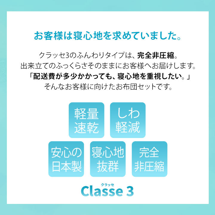 日本製 布団3点セット シングル セミダブル (掛け布団・敷き布団・枕) 布団4点セット ダブル (掛け布団・敷き布団・枕×2) 抗菌 防臭 防ダニ 掛け敷き枕 組布団 非圧縮