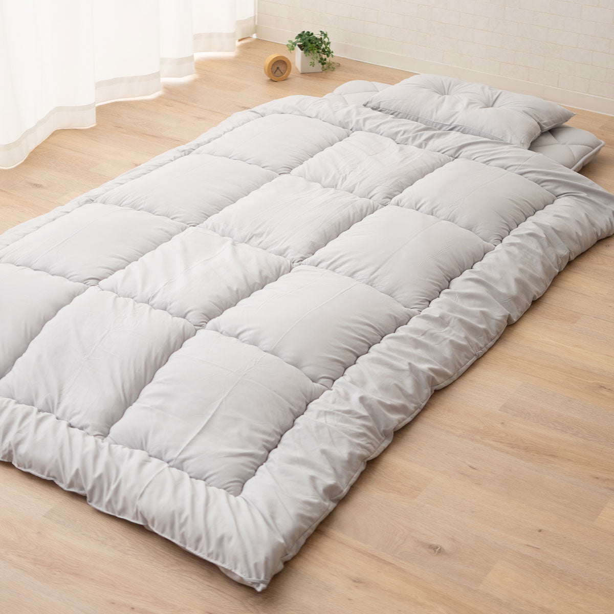 日本製 布団3点セット シングル セミダブル (掛け布団・敷き布団・枕) 布団4点セット ダブル (掛け布団・敷き布団・枕×2) 抗菌 防臭 防ダニ 掛け敷き枕 組布団 非圧縮