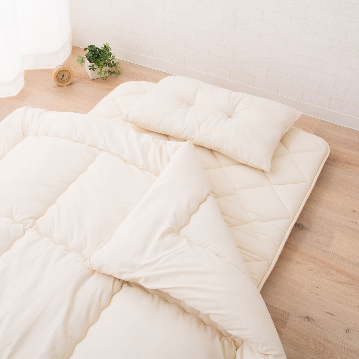 防ダニ 布団3点セット シングル (掛け布団・敷き布団・枕) 日本製 洗える 掛け敷き枕 組布団 アレルギー対策 非圧縮タイプ