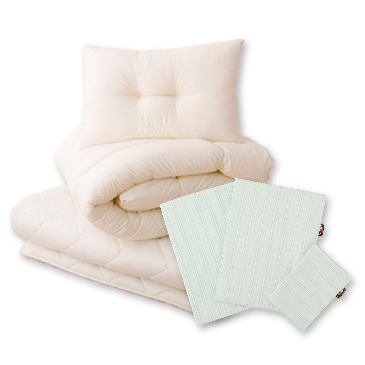 防ダニ 布団6点セット シングル (掛け布団・敷き布団・枕・掛け布団カバー・敷き布団カバー・枕カバー) 日本製 洗える 掛け敷き枕 組布団 カバー付き アレルギー対策