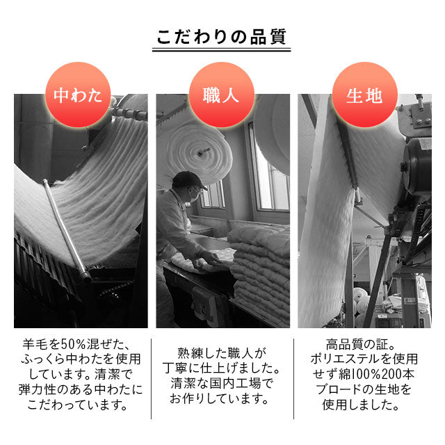 極厚ボリューム敷き布団 シングルサイズ フランス羊毛混 日本製