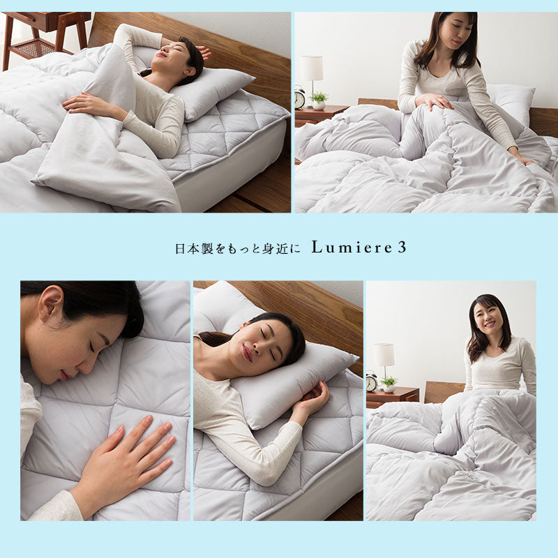 ベッド用 布団8点セット ダブル (掛け布団・ベッドパッド・枕×2・掛け布団カバー・ボックスシーツ・枕カバー×2) 日本製 掛け敷き枕 カバー付き