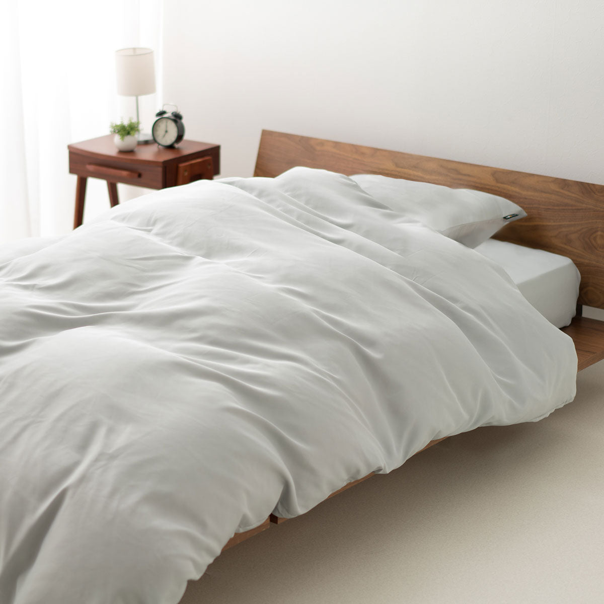 ベッド用 布団8点セット ダブル (掛け布団・ベッドパッド・枕×2・掛け布団カバー・ボックスシーツ・枕カバー×2) 日本製 掛け敷き枕 カバー付き