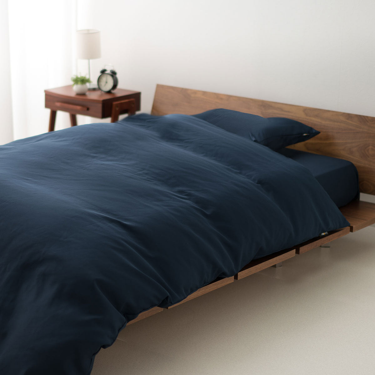 ベッド用 布団8点セット ダブル (掛け布団・ベッドパッド・枕×2・掛け布団カバー・ボックスシーツ・枕カバー×2) 日本製 掛け敷き枕 カバー付き