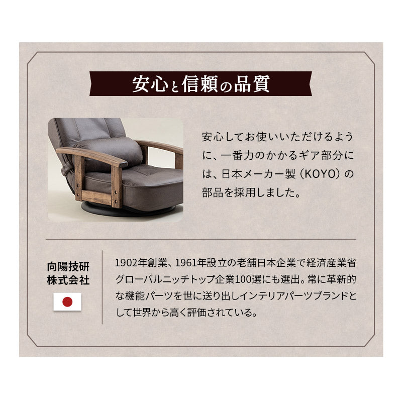 ポケットコイル 回転座椅子 リクライニングチェア 完成品 360°回転 ファブレザー 回転式 肘付き 一人用 一人掛け 座椅子 パーソナルチェア ソファ