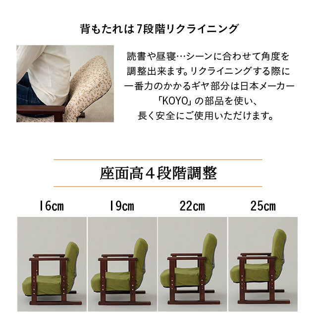 コンパクト 高座椅子 「こころ」 すぐに使える完成品 リクライニングチェア 法事椅子 父の日 敬老の日 母の日 ギフト 誕生日 プレゼント