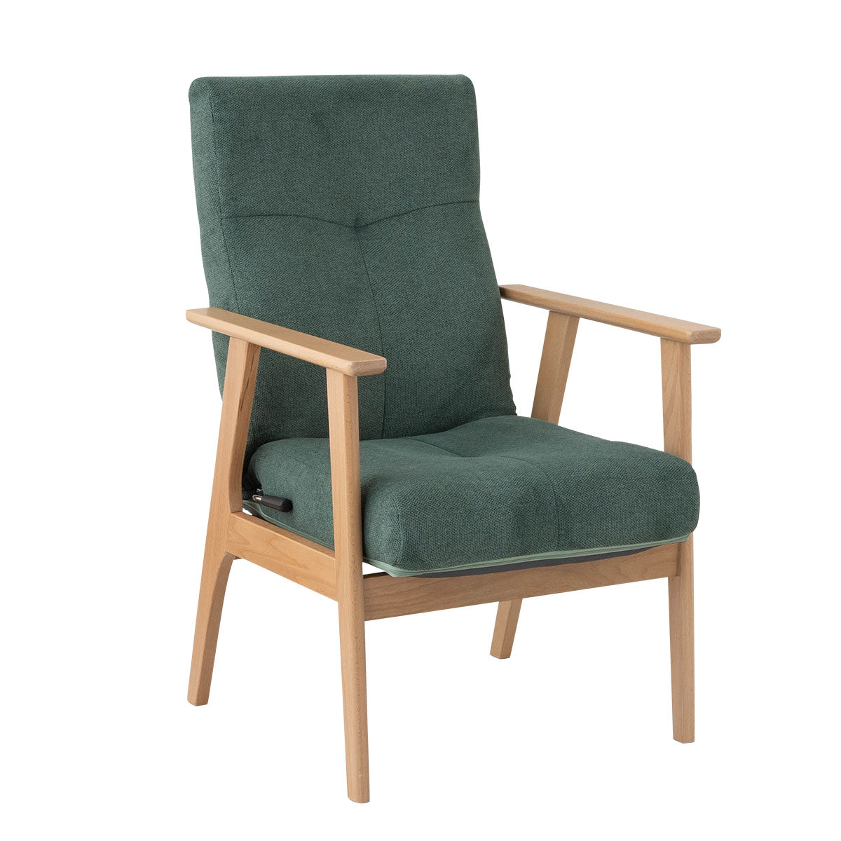 ブナ無垢材の ポケットコイル高座椅子 リクライニングチェア 7段階リクライニング レバー式 ダイニング 食卓椅子 書斎 リビング 簡単組立