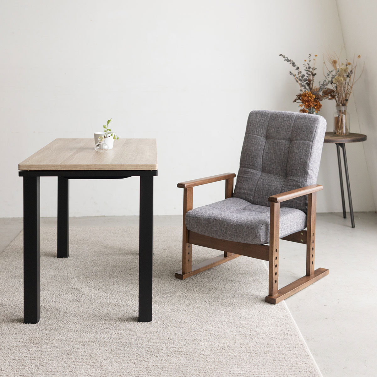 ダイニングこたつに合う コンパクト 高座椅子 「さやの」 14段階リクライニング リクライニングチェア 完成品