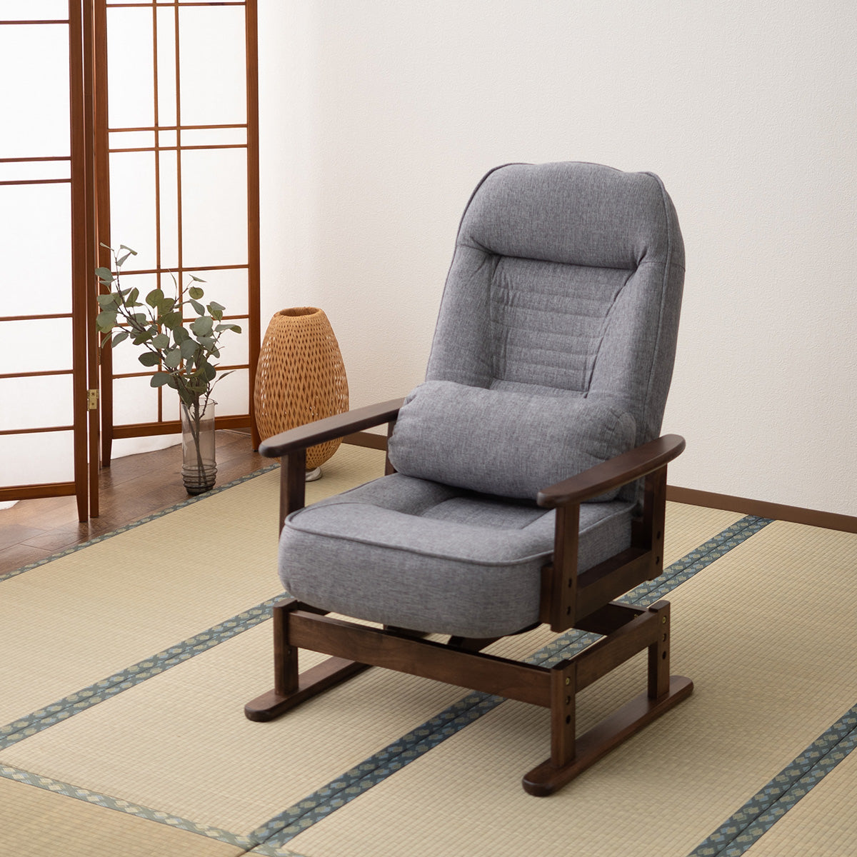 きらく 回転高座椅子 高座椅子 360度 回転式 腰当てクッション付き 5段階リクライニング 座面高調節可能 折りたたみ収納可能 コンパクトサイズ 立川ショールーム体験可