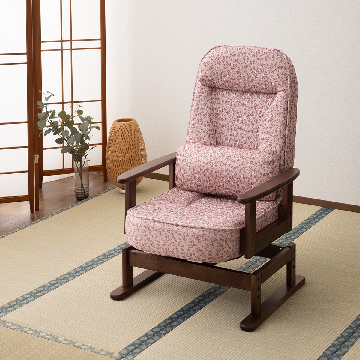 きらく 回転高座椅子 高座椅子 360度 回転式 腰当てクッション付き 5段階リクライニング 座面高調節可能 折りたたみ収納可能 コンパクトサイズ 立川ショールーム体験可