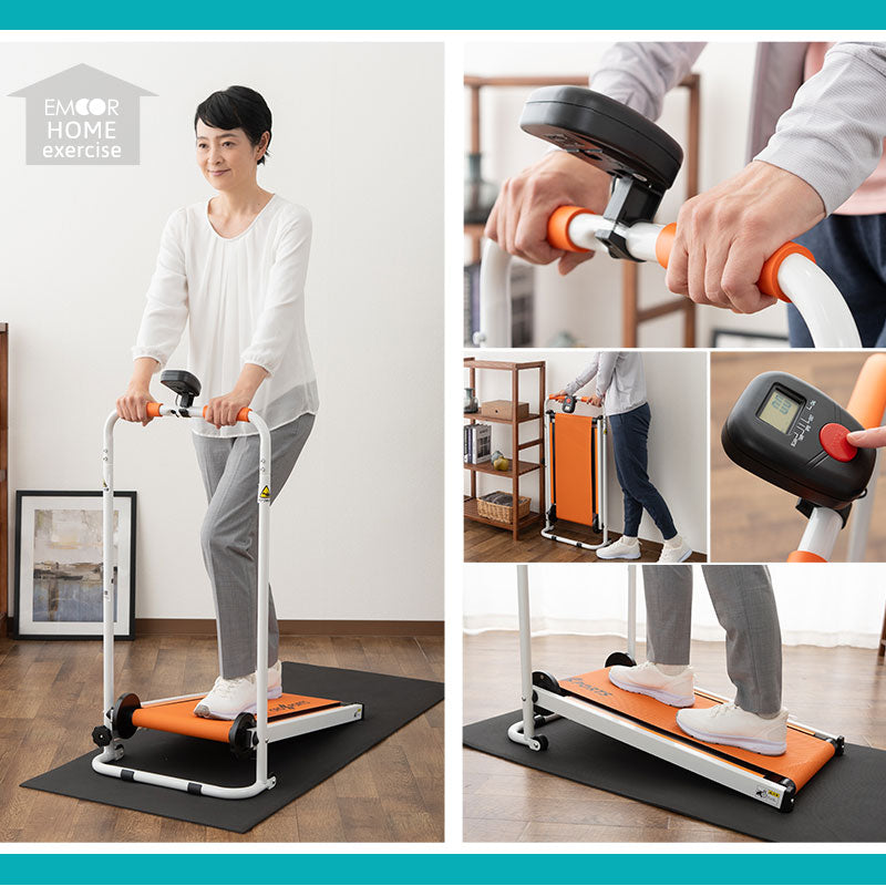 【お散歩ウォーク】 自走式 ルームウォーカー 手すり付き マット付き キャスター付き 折りたたみ 健康器具 歩行 ウォーキング トレーニング フィットネス ながら運動 有酸素運動 ロコモ対策