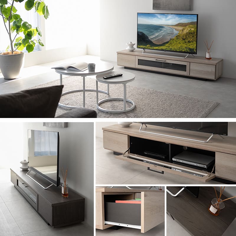 テレビボード テレビ台 幅180cm 32型~75型対応 完成品 日本製 ローボード テレビラック AVラック 収納棚 ロータイプ フラップ扉 引き出し収納 大型テレビ対応