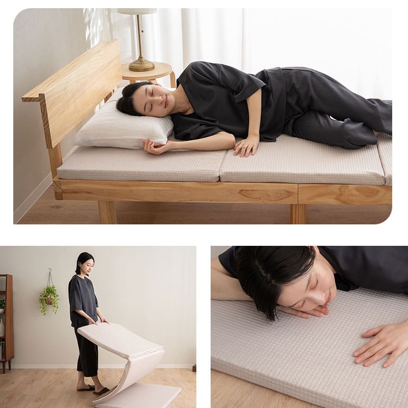 3D構造体 三つ折りマットレス 3DMAT 丸洗い可 通気性抜群 折りたたみ アンダーマットレス オーバーレイ トッパー 高反発 寝返りサポート