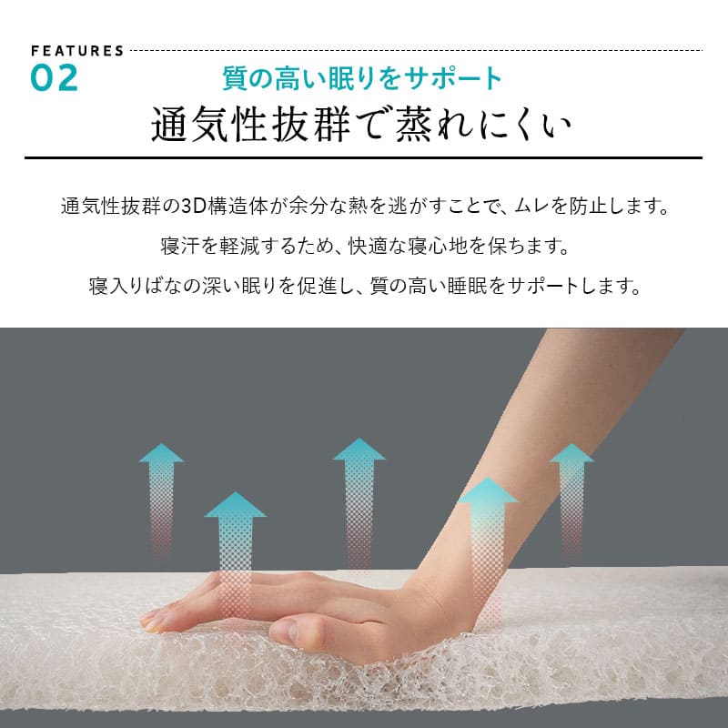 3D構造体 三つ折りマットレス 3DMAT 丸洗い可 通気性抜群 折りたたみ アンダーマットレス オーバーレイ トッパー 高反発 寝返りサポート