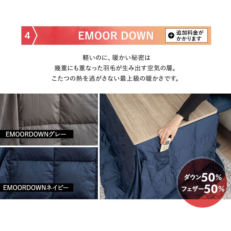 こたつテーブル+こたつ掛け布団 セット 長方形 幅120cm ハイタイプ 省スペースデザイン