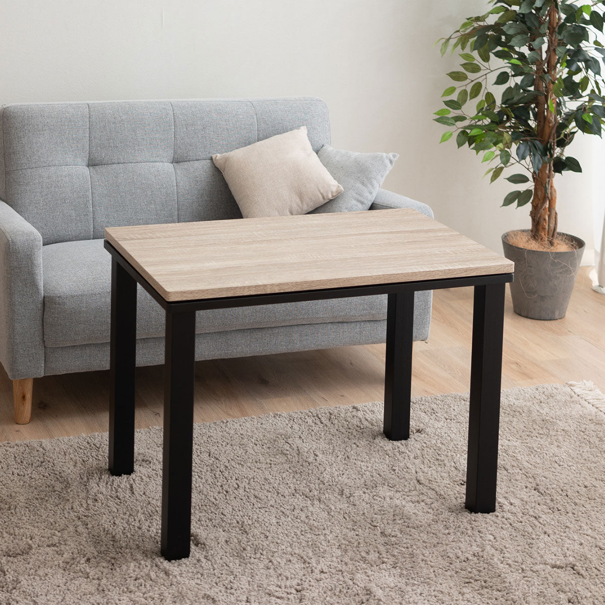 こたつテーブル+こたつ掛け布団 セット 長方形 幅80cm ハイタイプ 省スペースデザイン