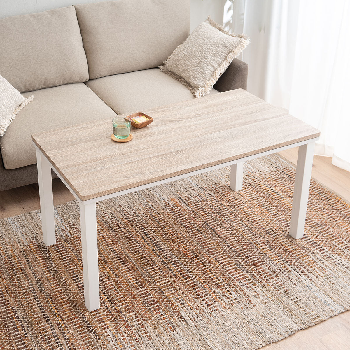 こたつテーブル+こたつ掛け布団 セット 長方形 幅80cm ハイタイプ 省スペースデザイン