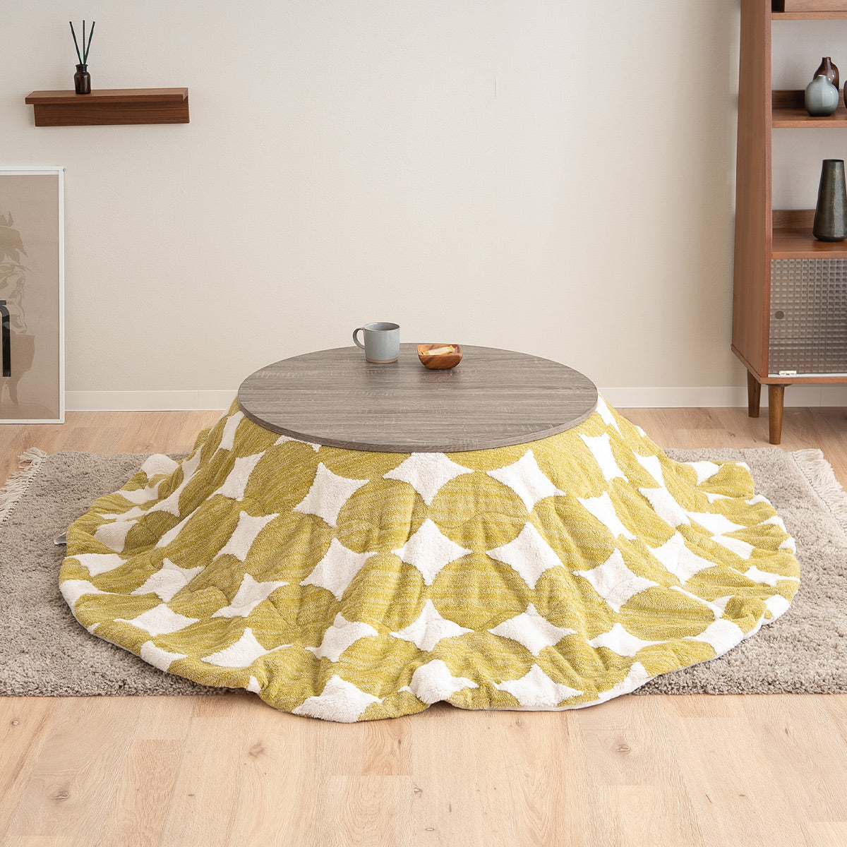 こたつテーブル+こたつ掛け布団 セット 円形 直径78cm