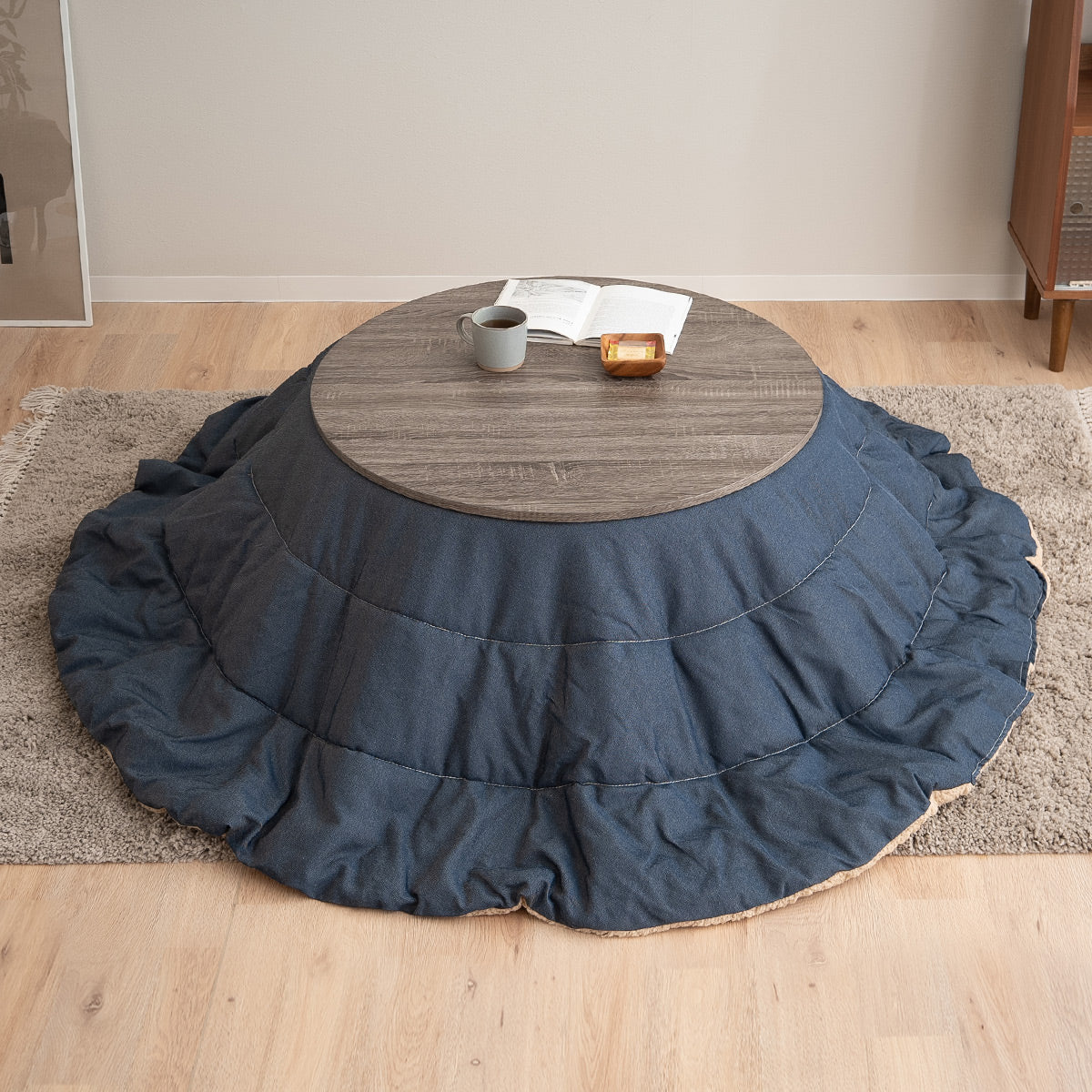 こたつテーブル+こたつ掛け布団 セット 円形 直径78cm