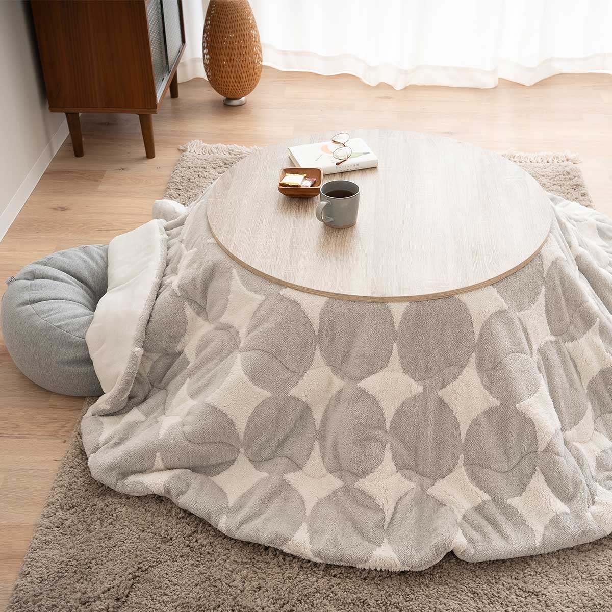 こたつテーブル+こたつ掛け布団 セット 円形 直径78cm