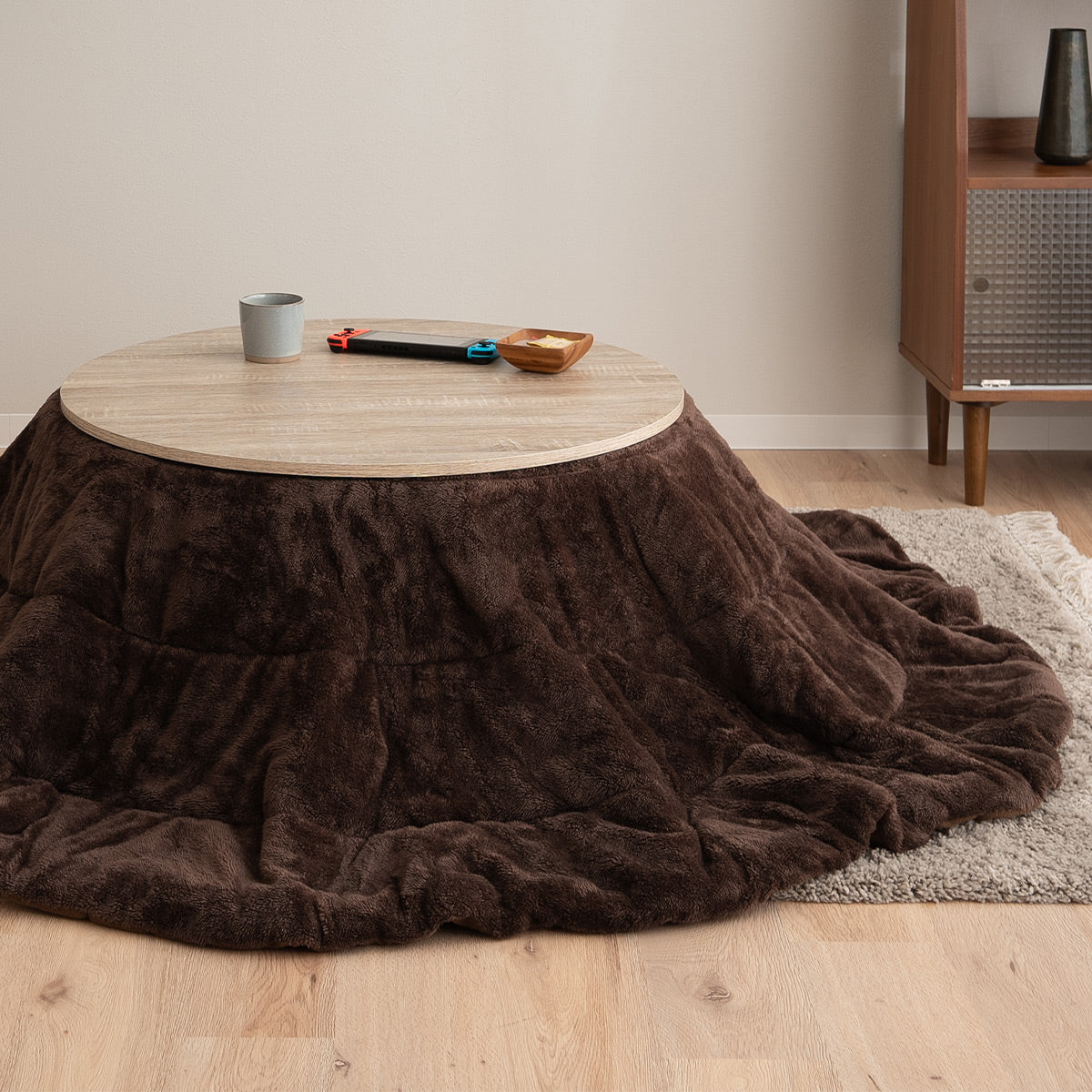 こたつテーブル+こたつ掛け布団 セット 円形 直径78cm