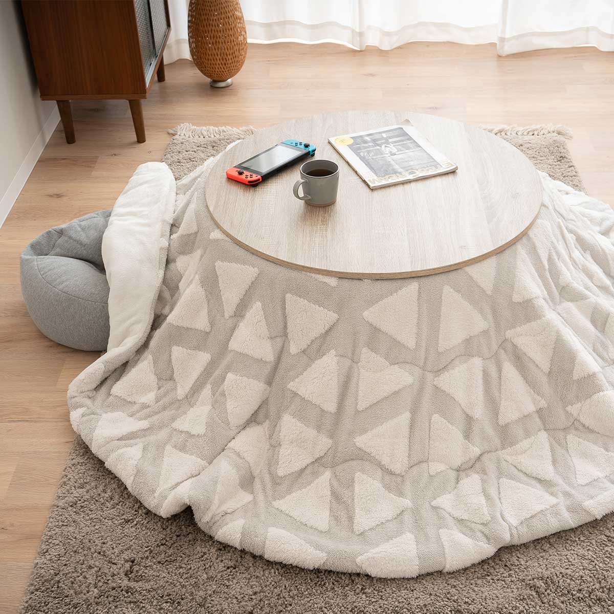 こたつテーブル+こたつ掛け布団 セット 円形 直径78cm