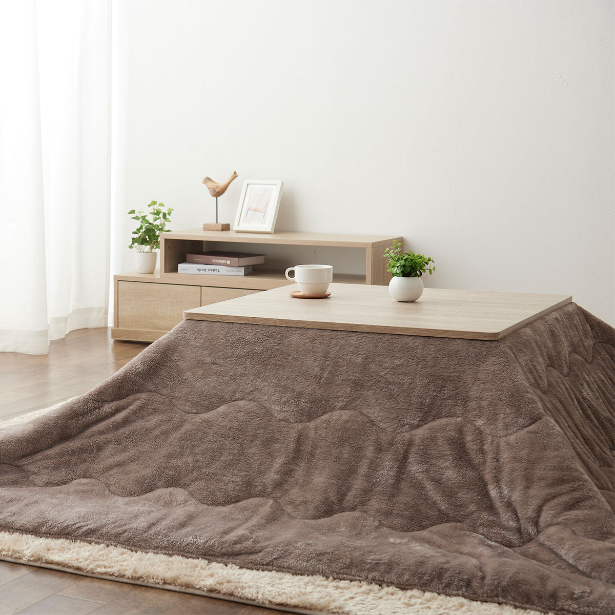 こたつテーブル+こたつ掛け布団 セット 長方形 90cm