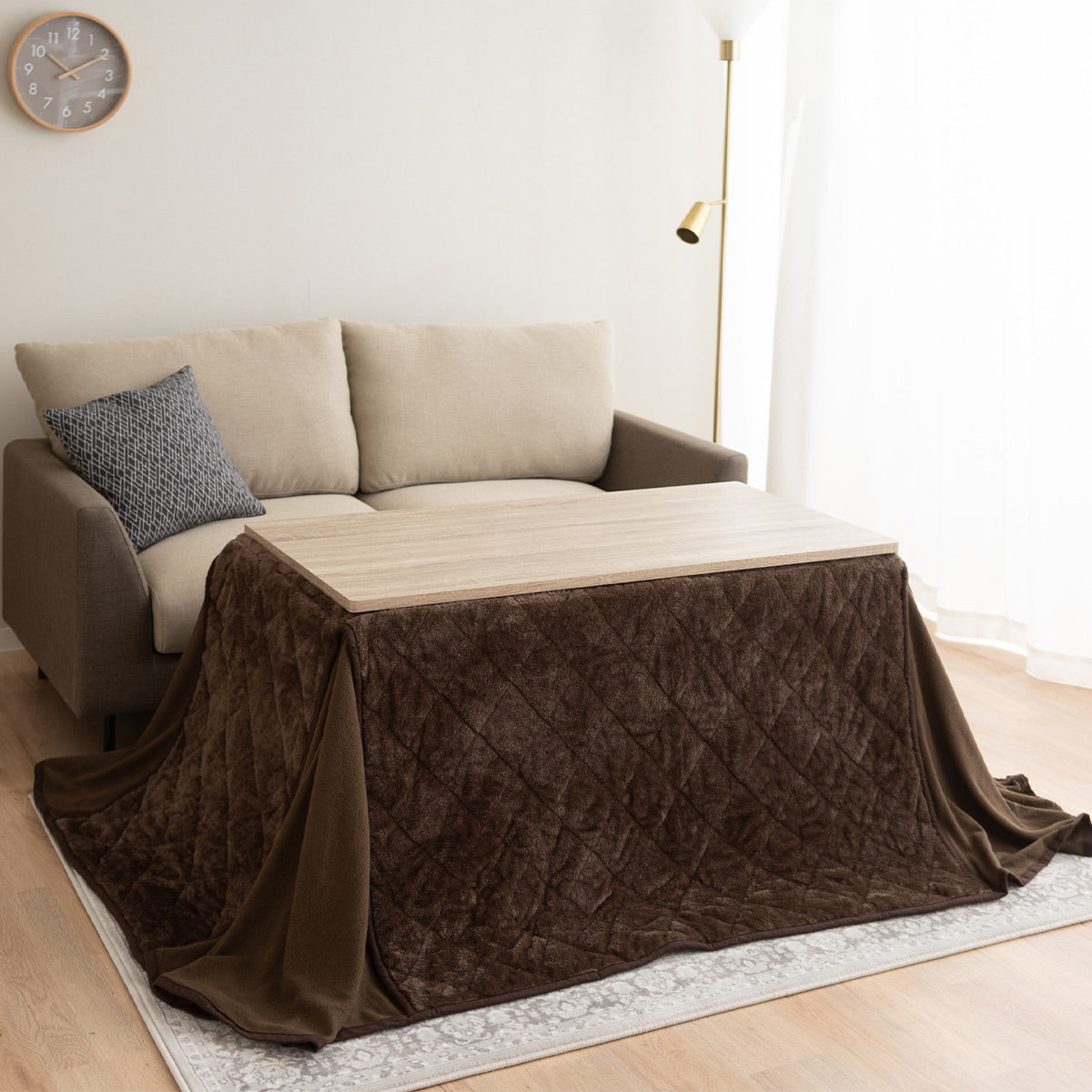 DIVANO ディバーノ こたつテーブル+こたつ掛け布団 2点セット 幅120cm 長方形 ソファ用 リバーシブル こたつ布団 やぐら 机 ソファ