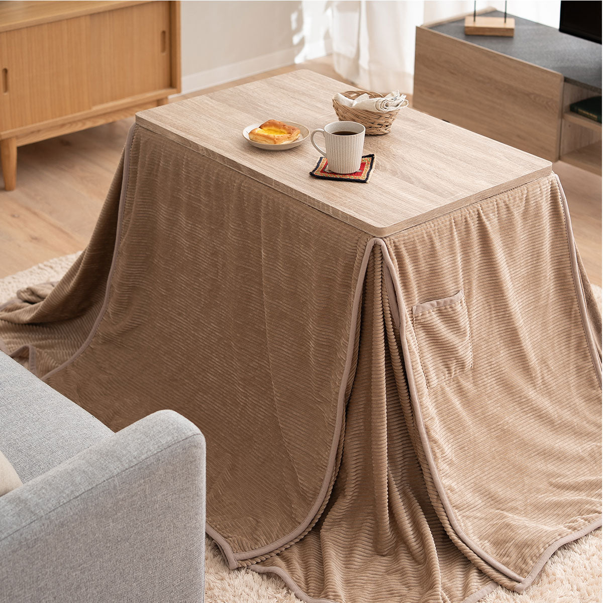 DIVANO ディバーノ こたつテーブル+こたつ掛け布団 2点セット 幅80cm 長方形 ソファ用 リバーシブル こたつ布団 やぐら 机 ソファ