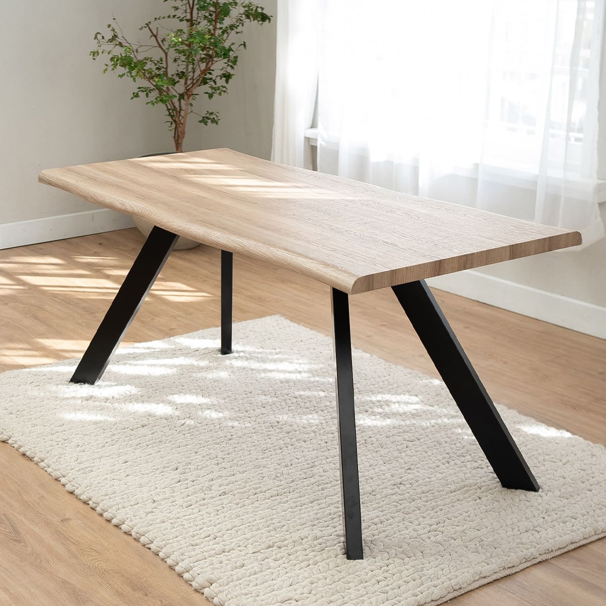 ダイニングテーブル 食卓テーブル 幅160cm 長方形 コンパクト 一枚板風 センターテーブル リビングテーブル 木目調 スチール脚 食卓用 リビング ダイニング