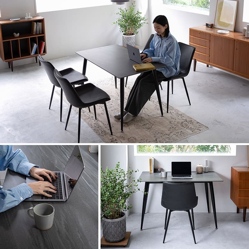 ダイニングテーブル 食卓テーブル 幅120cm 長方形 コンパクト セラミック センターテーブル リビングテーブル 石目調 スチール脚 食卓用 リビング ダイニング