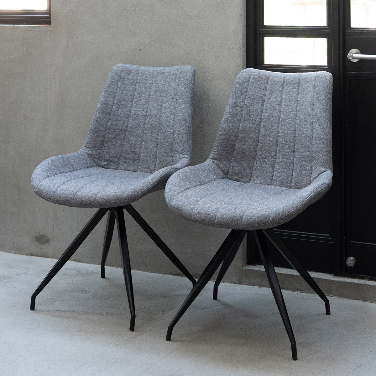 回転 ダイニングチェア 同色 2脚セット 360°ローアーム ファブリック スチール脚 グレー ベージュ 椅子 いす イス チェア