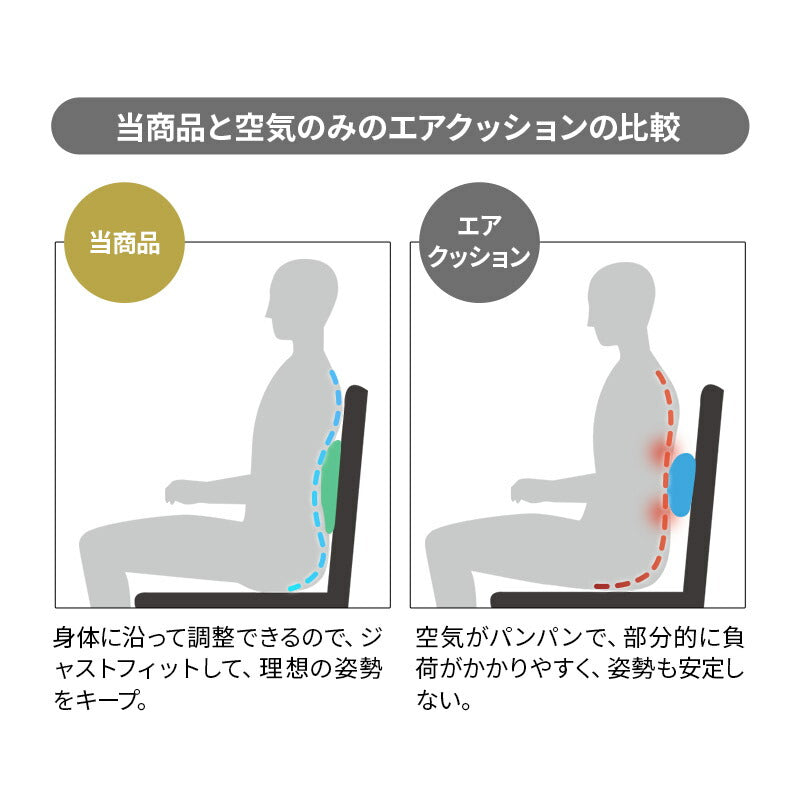 車椅子のクッションメーカーが作った腰クッション リクライニングチェア用 固定バンド付き バブルエアー調整 腰痛対策 医療 介護