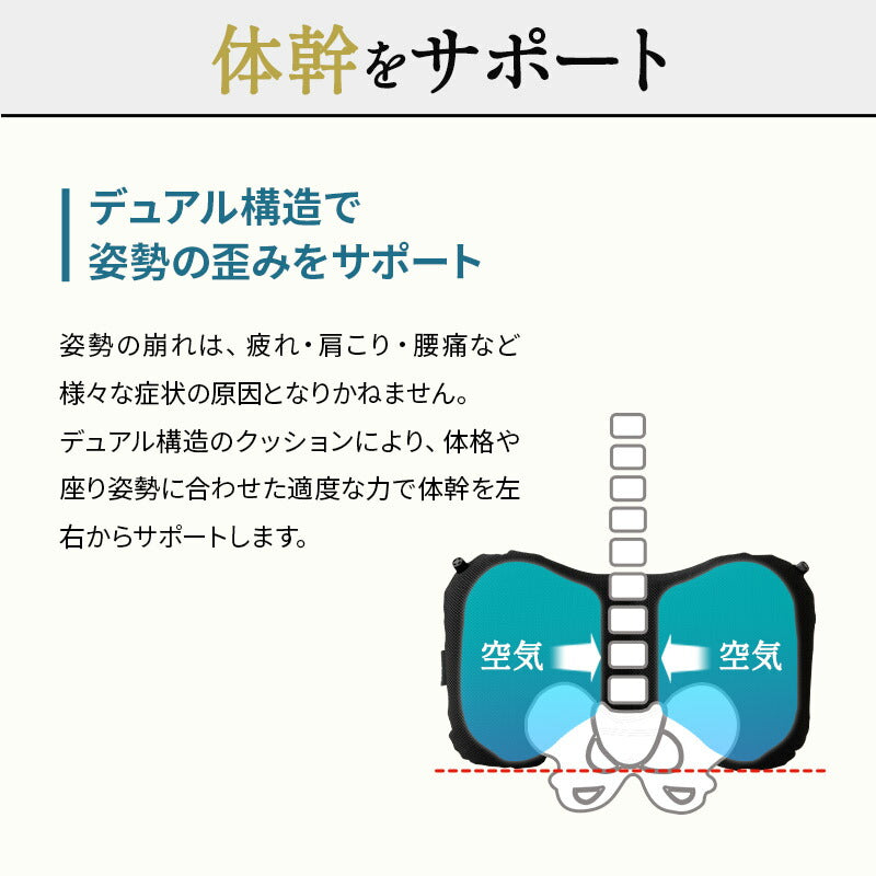 車椅子のクッションメーカーが作った腰クッション リクライニングチェア用 固定バンド付き バブルエアー調整 腰痛対策 医療 介護