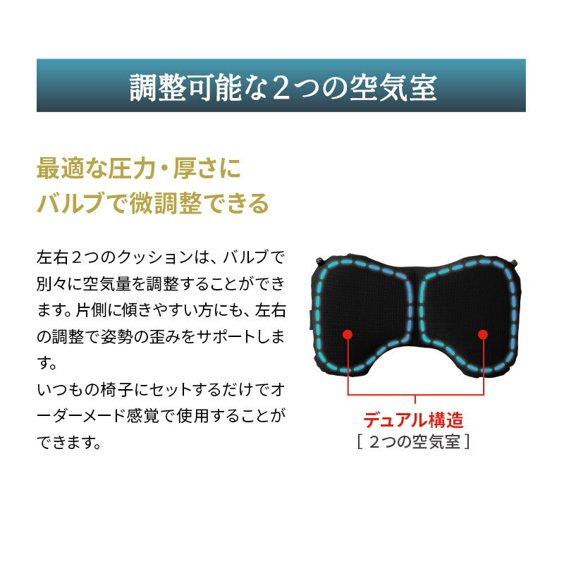 車椅子のクッションメーカーが作った腰クッション リクライニングチェア用 固定バンド付き バブルエアー調整 腰痛対策 医療 介護