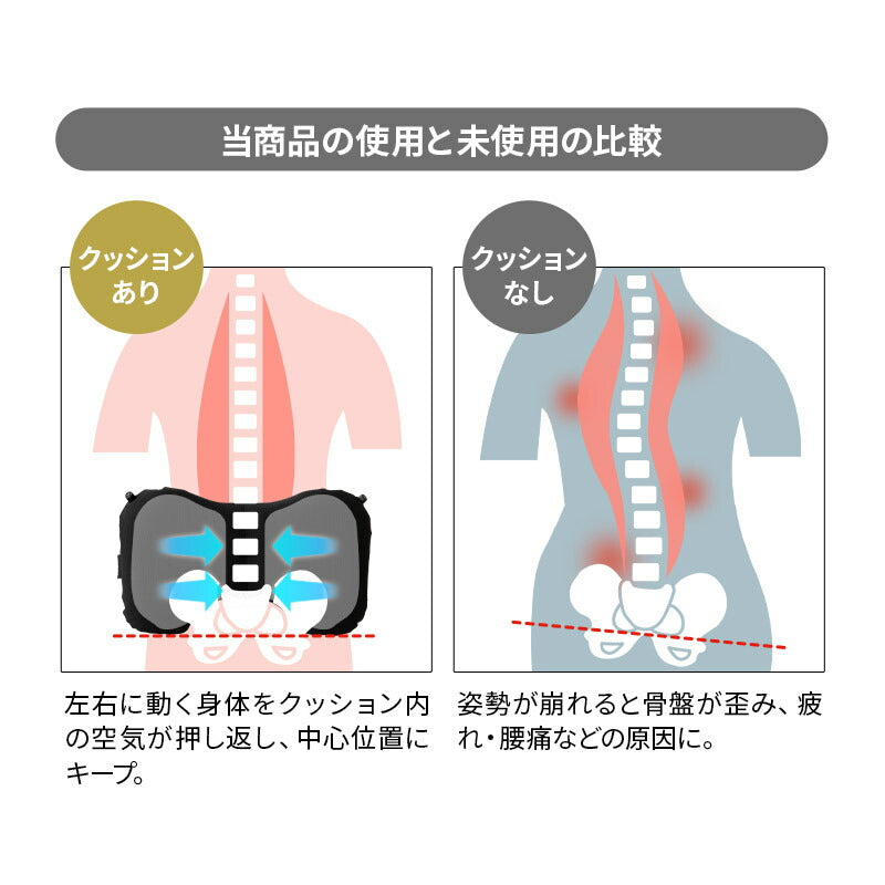 車椅子のクッションメーカーが作った腰クッション リクライニングチェア用 固定バンド付き バブルエアー調整 腰痛対策 医療 介護