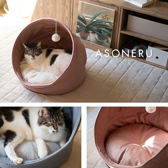 キャットベッド キャットハウス 猫 ドーム型 おもちゃ付き クッション付き 折りたたみ 猫用ベッド ペットベッド 猫用 ペット用 ベッド 隠れ家 寝床 ペット用品 ASONERU アソネル 【ペット大好きさんにおすすめアイテムとしてメディア掲載】