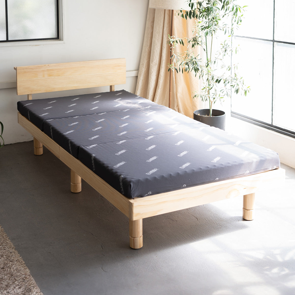 丈夫なすのこベッド 3つ折りマットレス 2点セット