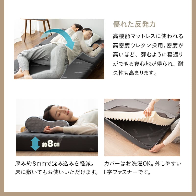 丈夫なすのこベッド 3つ折りマットレス 2点セット