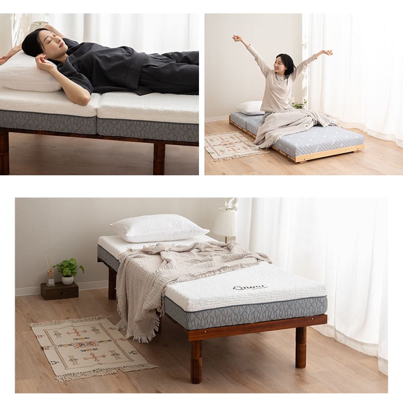 OSMOSU デイベッド 185×80cm セミシングルショートサイズ 高さが変えられる 天然木 すのこ ベッド エクストラベッド 調湿 高通気 湿気対策 カビ対策