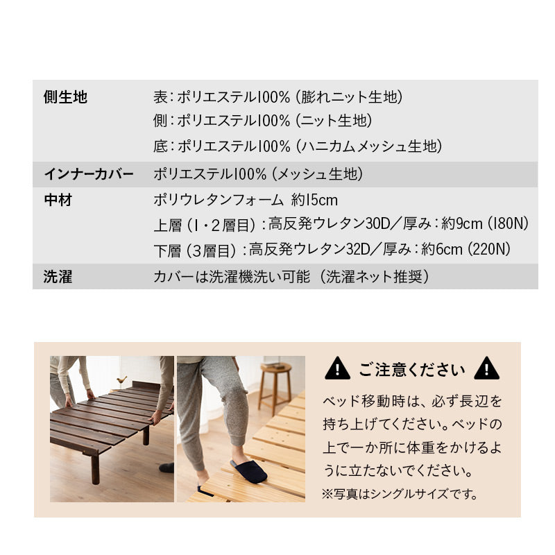 すのこベッド 3つ折りマットレス 2点セット