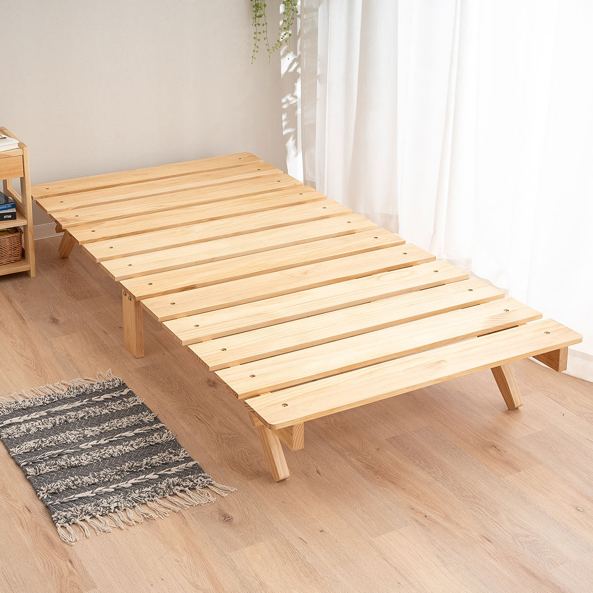 OSMOS 折りたたみベッド シングルサイズ 天然木 すのこ ベッド 調湿 高通気 湿気対策 カビ対策